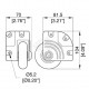 Afmetingen 75 mm inbouwhoekwiel