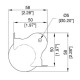 Schematische tekening met maten Penn Elcom C1352 balhoek